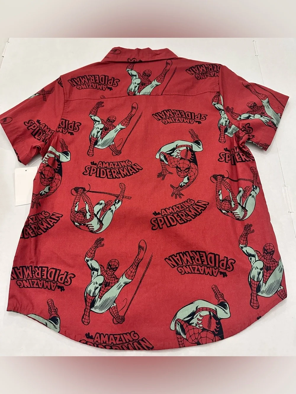 Boys' Spiderman Marvel Short Sleeve Button-Up Shirt, Size M-8